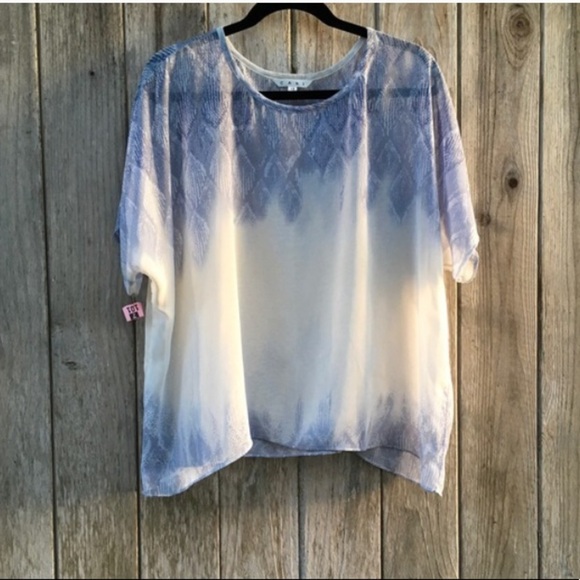CAbi 781 Fade Out Sheer Blue & White Blouse Size Small - Picture 3 of 8